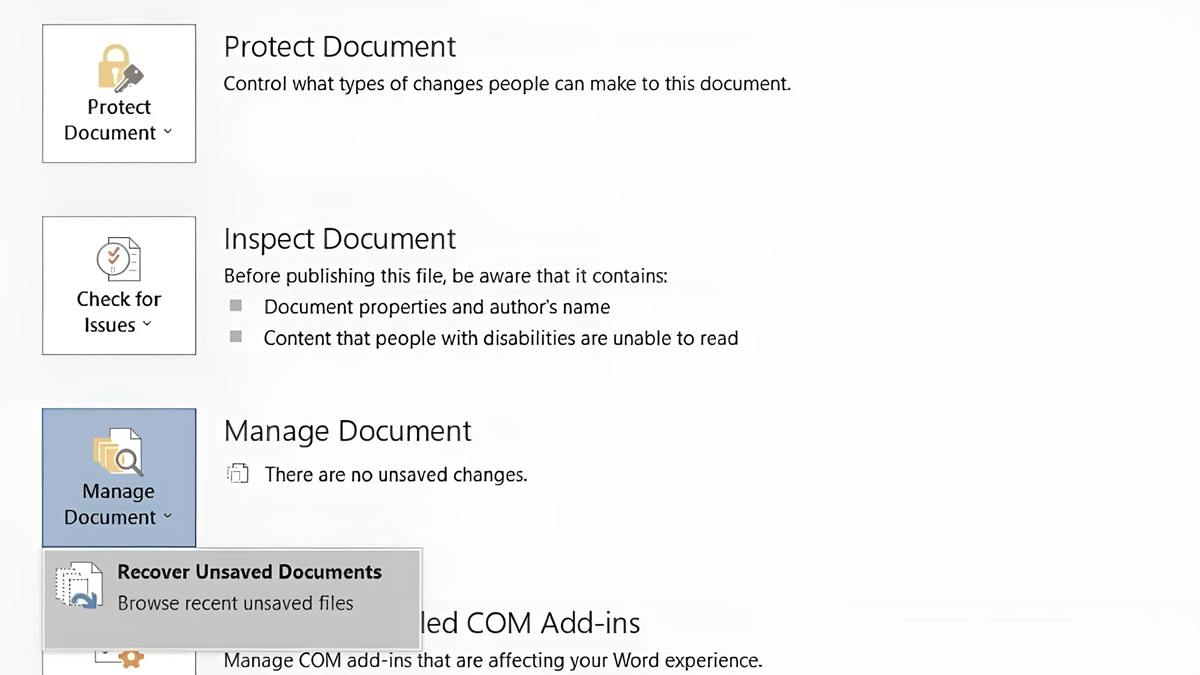 Khôi phục file Word bị lỗi chưa được lưu bước 3,4