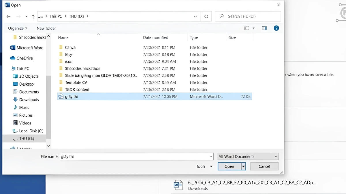 Khôi phục file Word bị lỗi từ bất kỳ tệp nào bước 2